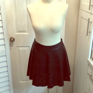 Black Faux Leather Skater Skirt